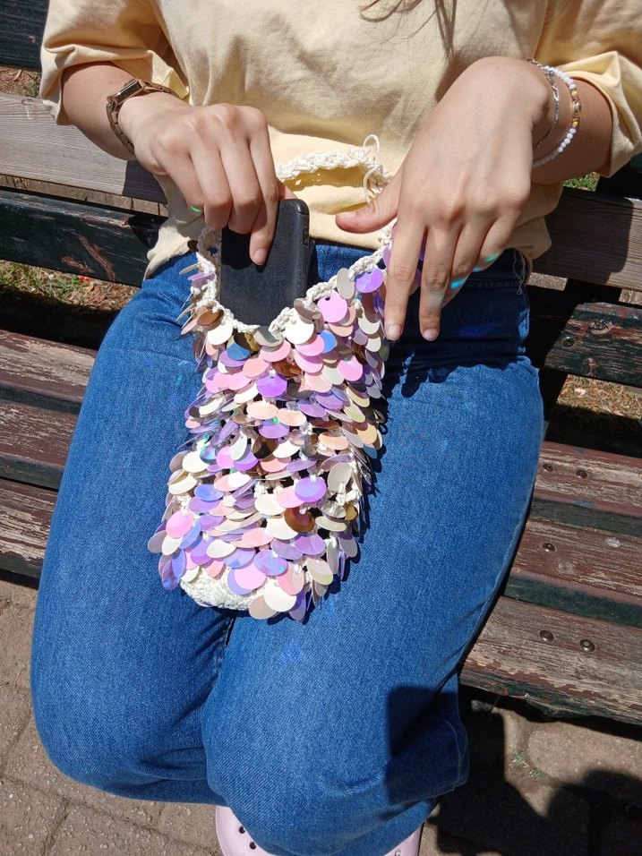 Boncuklu Nakışlı Bohem Kız Çantası - Görsel 2