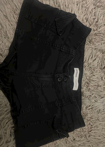 Berhska Düğmeli Siyah Mini Denim Şort