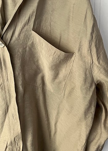 Yeşil Bol Kesim Tensel Kadın Gömlek - Görsel 4