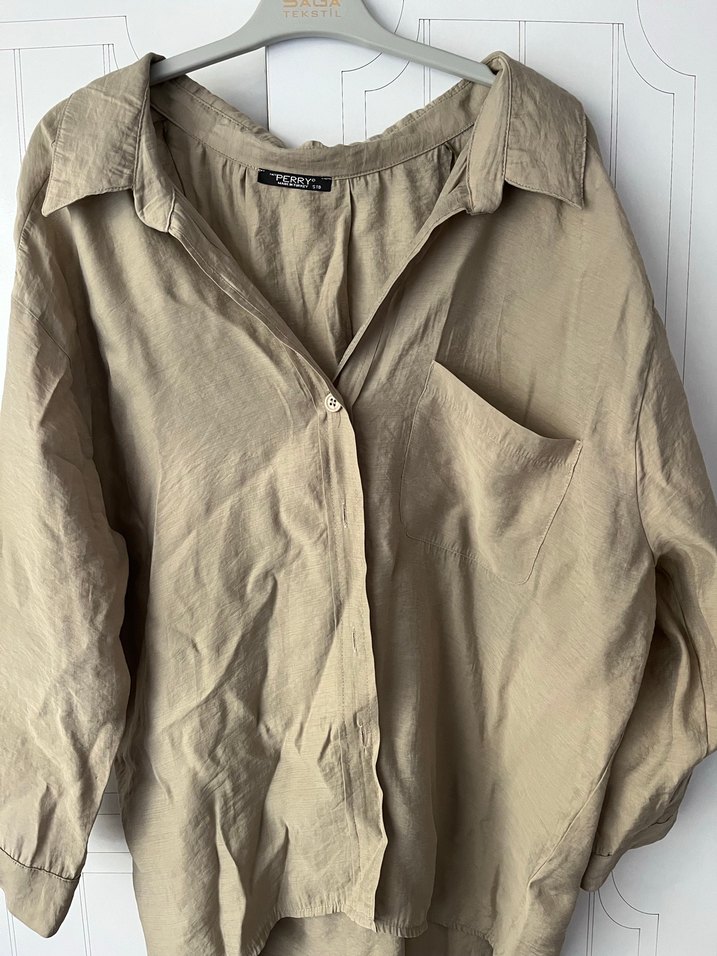 Yeşil Bol Kesim Tensel Kadın Gömlek - Görsel 3