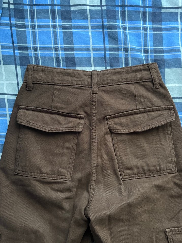 Kahverengi Kadın Bol Kesim Kargo Pantolon - Görsel 4