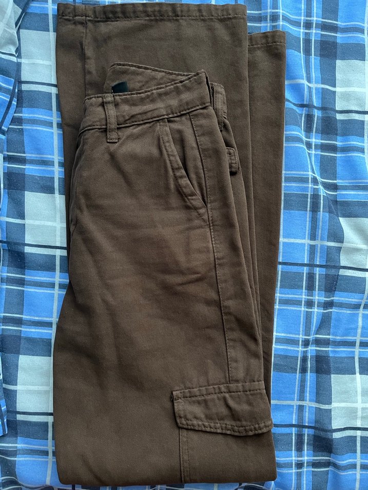 Kahverengi Kadın Bol Kesim Kargo Pantolon - Görsel 2