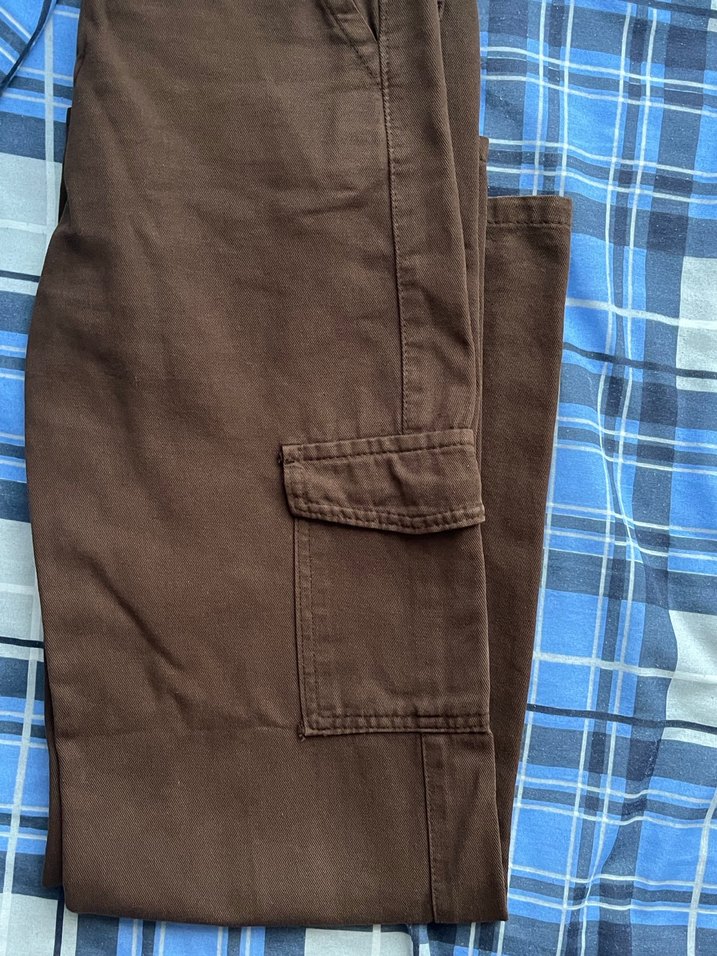 Kahverengi Kadın Bol Kesim Kargo Pantolon - Görsel 3