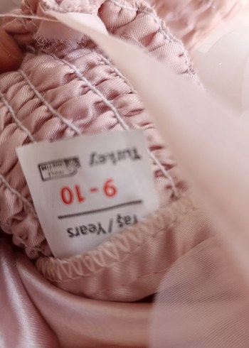 10 Yaş Beden pembe Renk Pembe Çiçekli Straplez Kız Çocuk Elbisesi