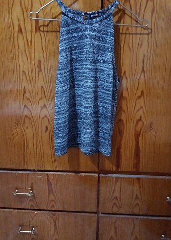 Gri Bohem Yüksek Yakalı Örme Crop