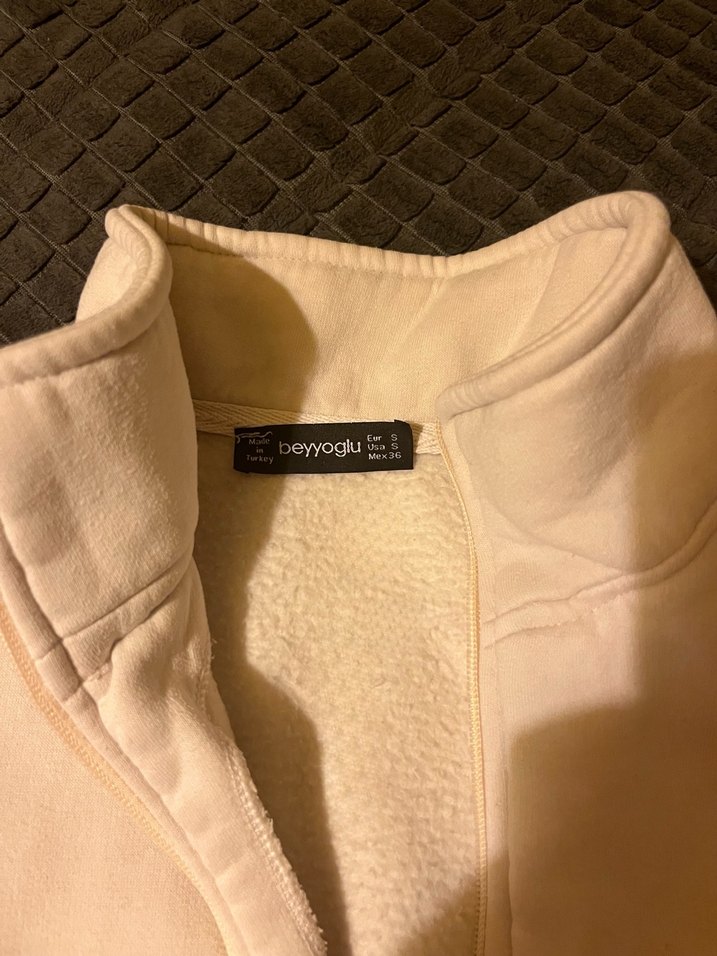 Bej Fermuarlı Dik Yakalı Kadın Ceket - Görsel 2