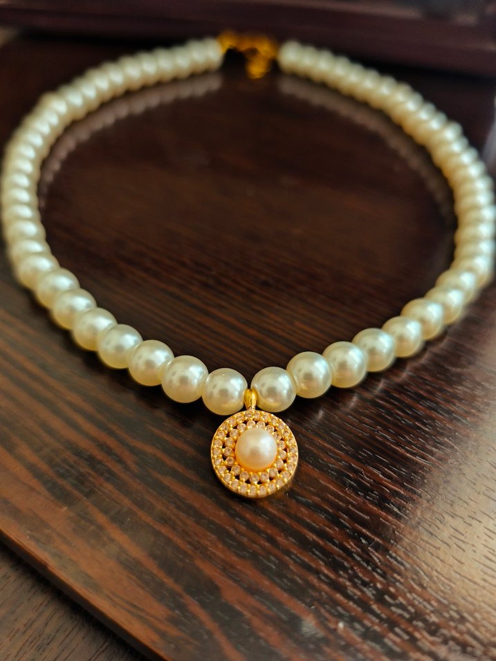 Beyaz Boncuklu Midi İnci Kolye - Görsel 2