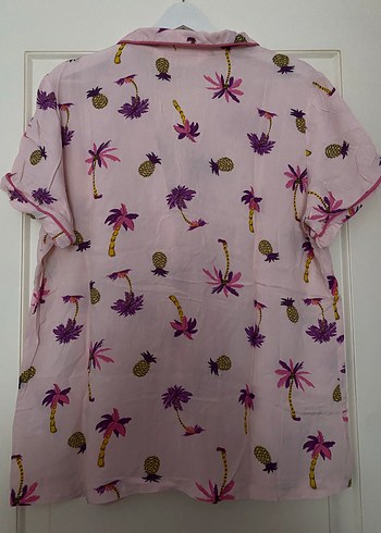 xl Beden pembe Renk Pembe Desenli Şortlu Pijama Takımı