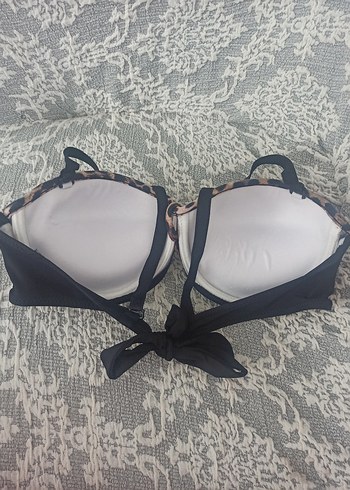 Diğer Leopar Desenli Siyah Bikini Üstü - 75 Beden