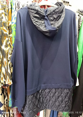 Kadın Kapüşonlu Fermuarlı Koyu Mavi Sweatshirt S/M L/XL - Görsel 2