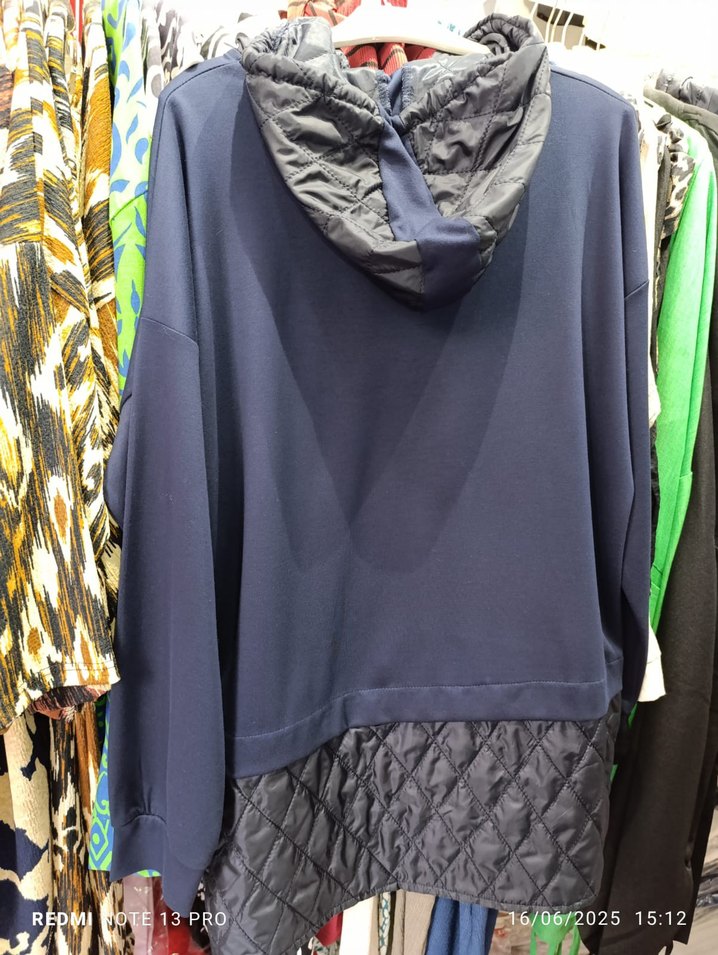 Kadın Kapüşonlu Fermuarlı Koyu Mavi Sweatshirt S/M L/XL - Görsel 2