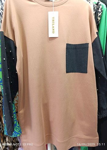 Triland Camel Renk Mini Sweatshirt inciler dikme S/M L/XL - Görsel 2