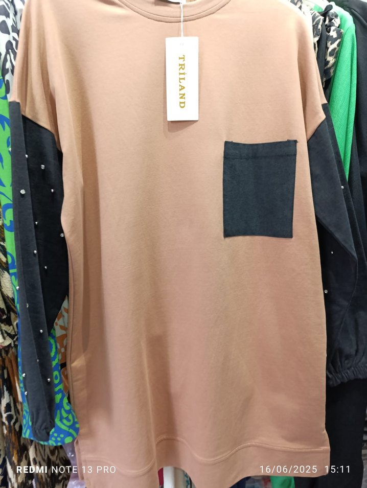 Triland Camel Renk Mini Sweatshirt inciler dikme S/M L/XL - Görsel 2