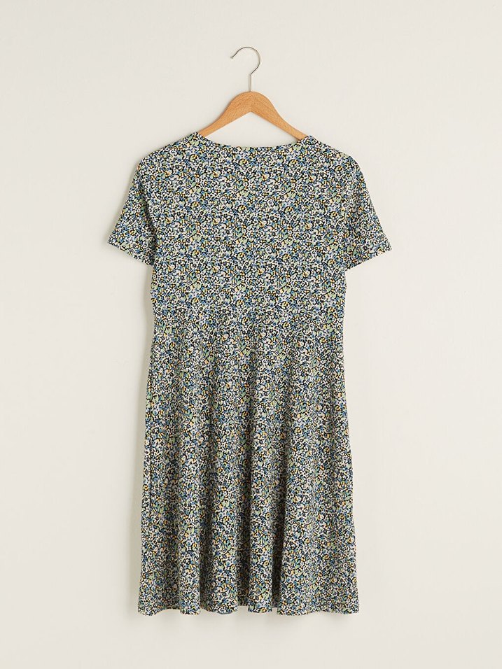 Mavi Bağlama Desenli Hamile Elbisesi - Görsel 3