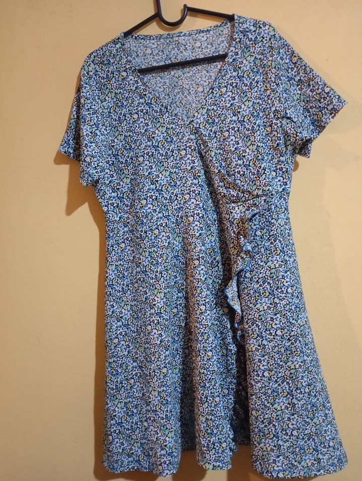 Mavi Bağlama Desenli Hamile Elbisesi - Görsel 4