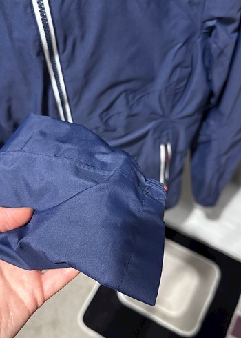 Unısex Lacivert Kapüşonlu Fermuarlı Yağmurluk - Görsel 2