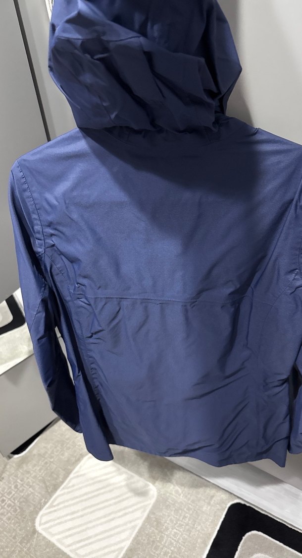 Unısex Lacivert Kapüşonlu Fermuarlı Yağmurluk - Görsel 3