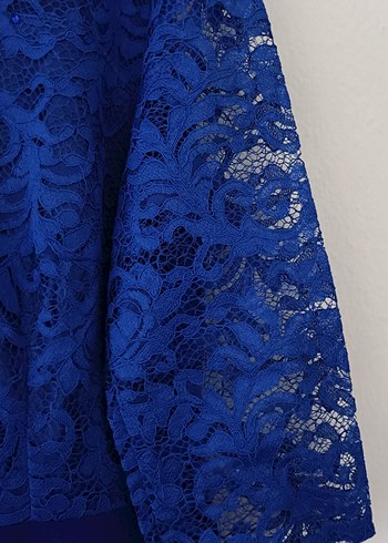 Uzun Lacivert V Yaka Kadın Elbise - Görsel 3