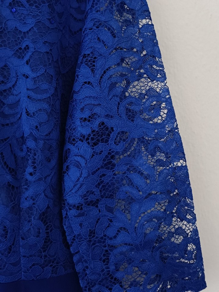 Uzun Lacivert V Yaka Kadın Elbise - Görsel 3