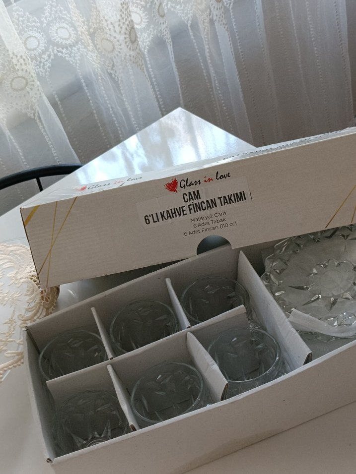 Kristal Desenli Cam Fincan Seti - Görsel 3