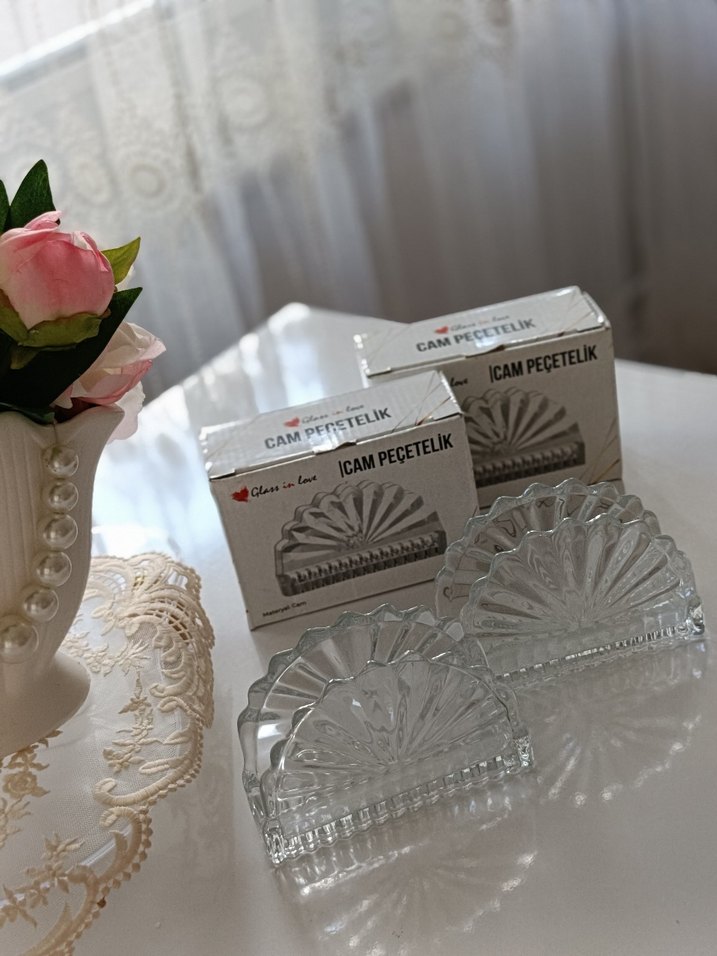 Beyaz Cam Peçetelik Seti - Görsel 2