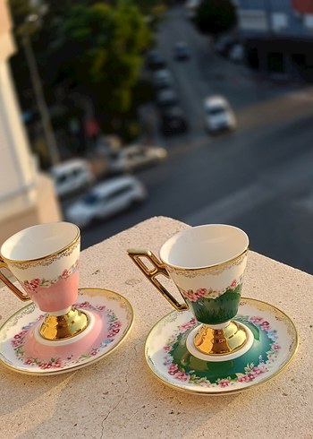 Pastel Renkli Çiçek Desenli Fincan Seti - Görsel 2