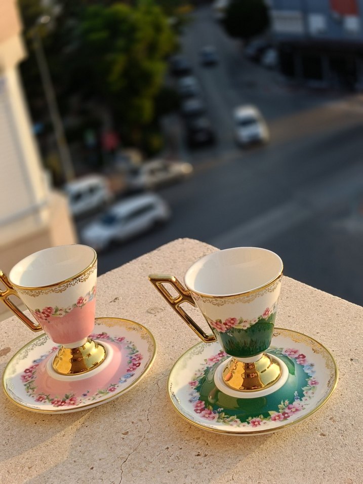 Pastel Renkli Çiçek Desenli Fincan Seti - Görsel 2