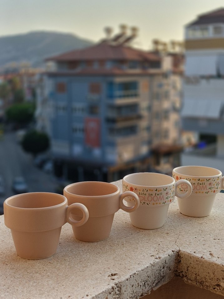 Pastel Bej Renkli Yazılı Seramik Kupa - Görsel 2