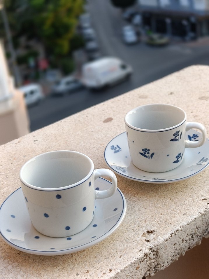 English Home 4 Parça Beyaz Gri Kahve Fincan Seti - Görsel 3