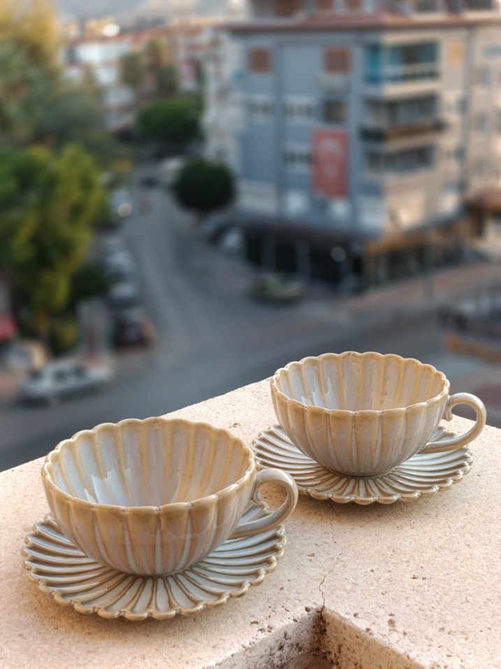 Pastel Beyaz Seramik Fincan Seti - Görsel 2