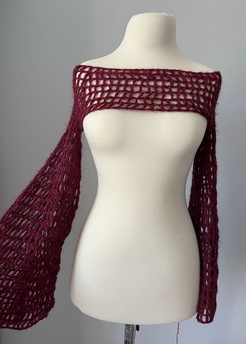 örgü moher flared kol bolero - Görsel 2