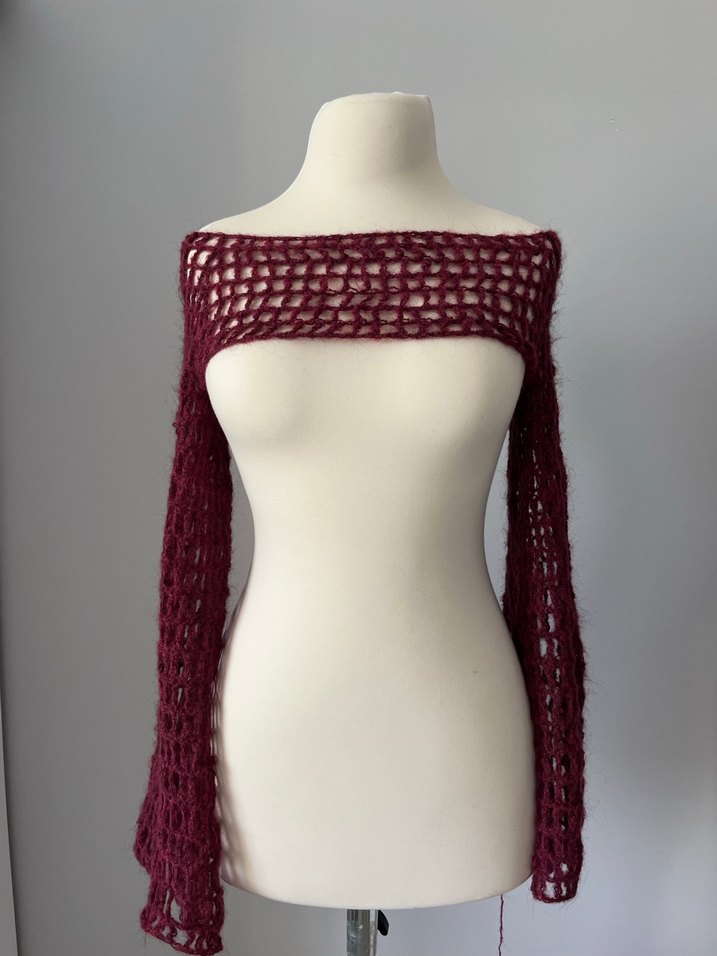 örgü moher flared kol bolero - Görsel 3