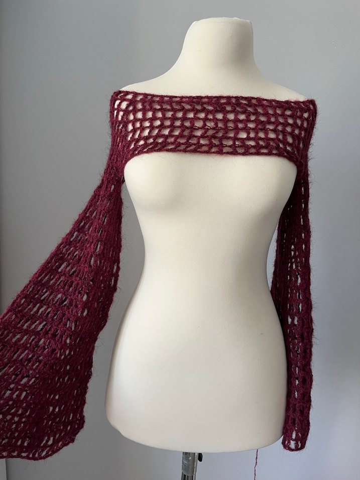 örgü moher flared kol bolero - Görsel 2