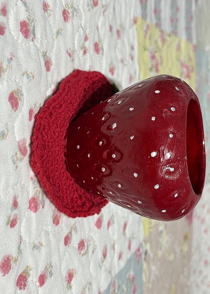 örgü çilek coaster altlık - Görsel 4