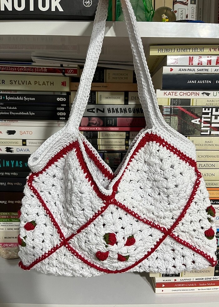 örgü çilek çanta - Görsel 3