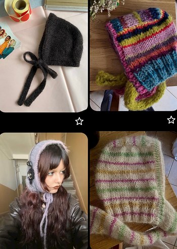 örgü y2k vintage moher tete bonnet - Görsel 4