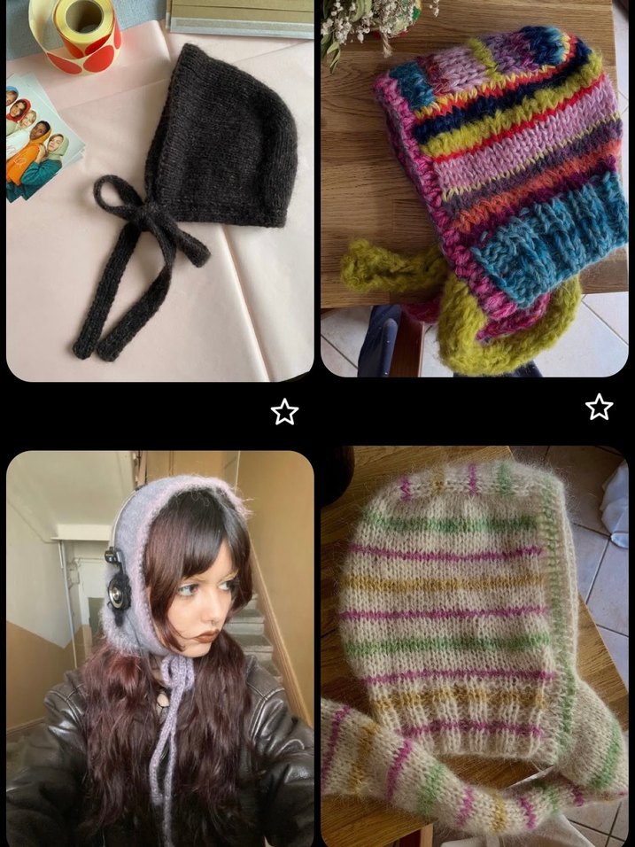 örgü y2k vintage moher tete bonnet - Görsel 4