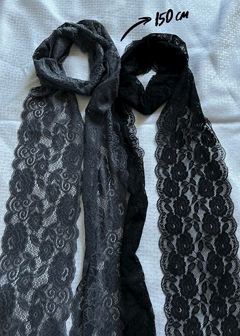 fransız dantel Y2K fular skinny scarf - Görsel 2