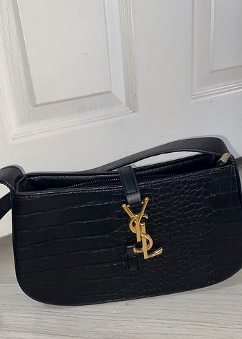 Yves Saint Laurent Siyah Yılan Derisi Desenli Deri Kadın Çanta