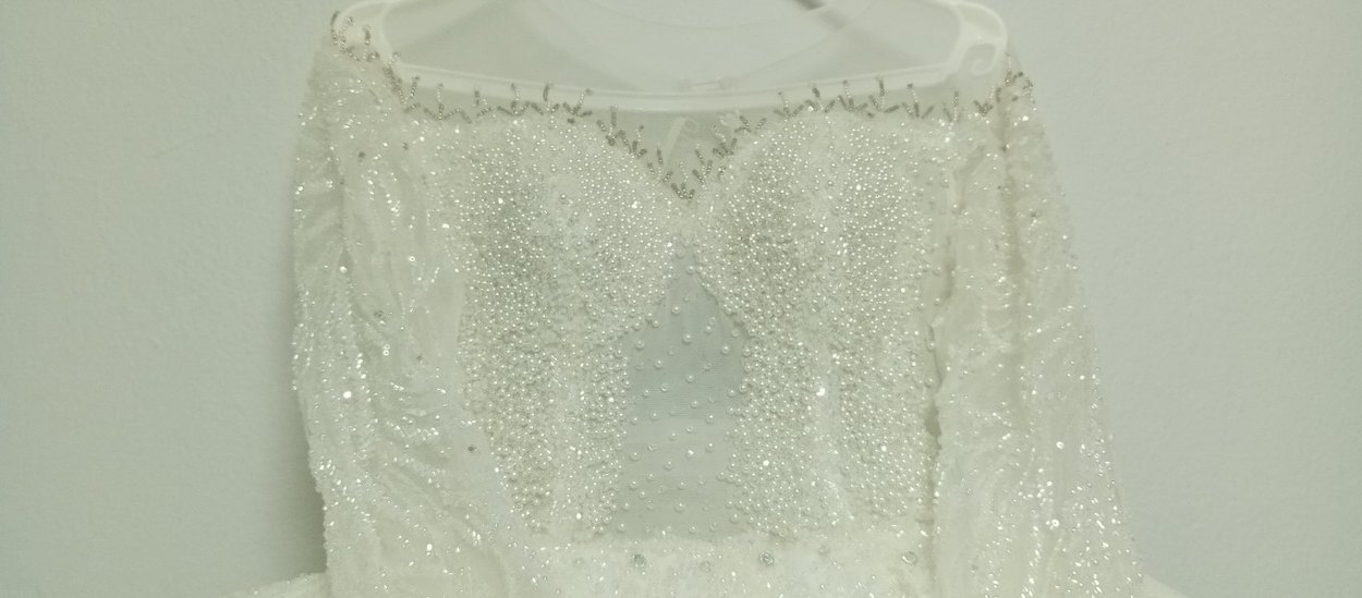 İnci Detaylı Beyaz Straplez Denizkızı Gelinlik - Görsel 2