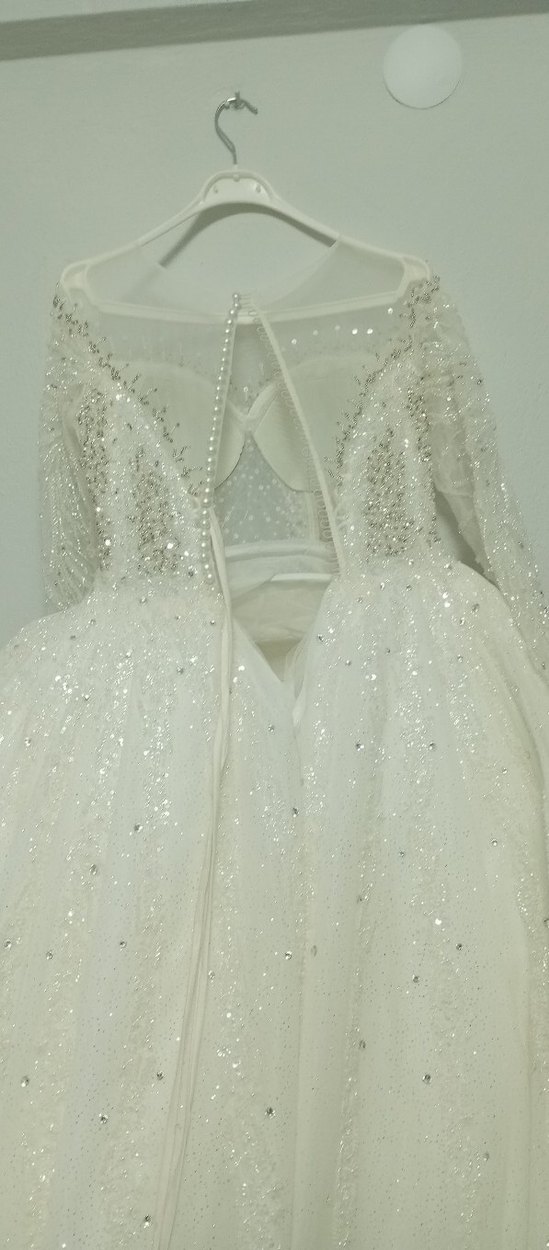 İnci Detaylı Beyaz Straplez Denizkızı Gelinlik - Görsel 5