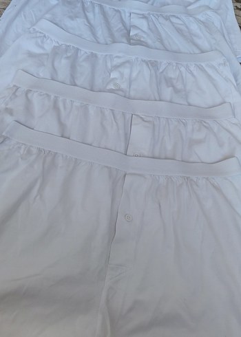 Düğmeli Beyaz Erkek Pijama Altı boxer