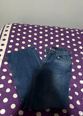 Düğmeli, Loose Fit, Midi Boy Kadın Kot Pantolon
