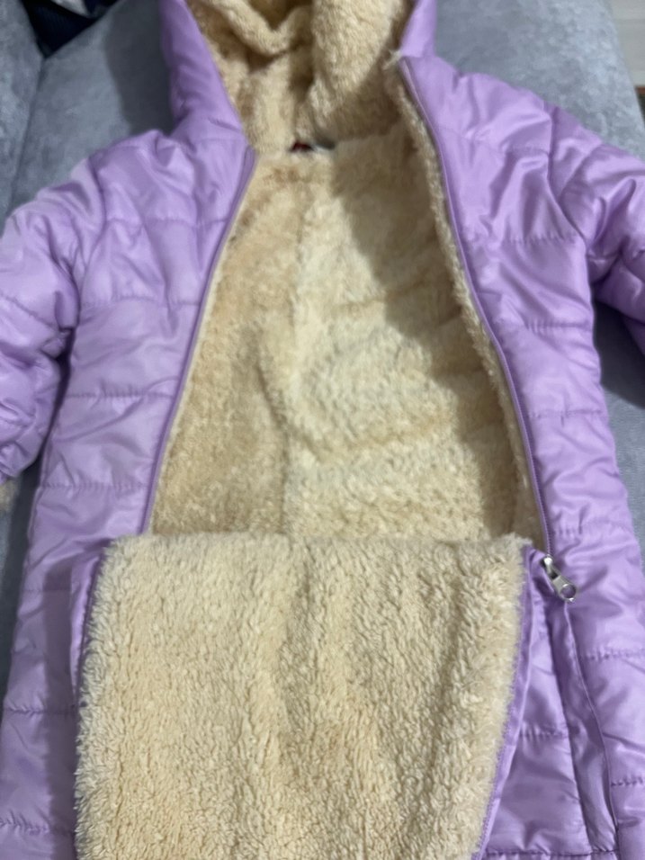 Mor Kürklü Bebek Kış Tulumu - Görsel 3