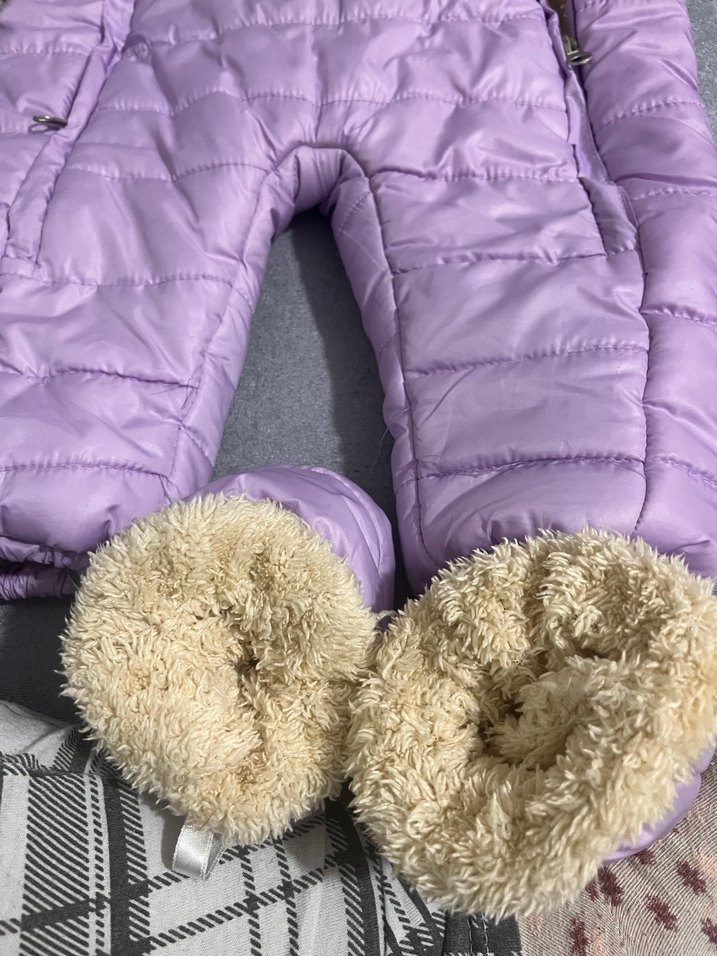 Mor Kürklü Bebek Kış Tulumu - Görsel 5