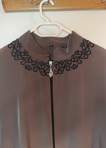 Uzun Kollu Kahverengi Salaş Kadın Elbise - Görsel 2