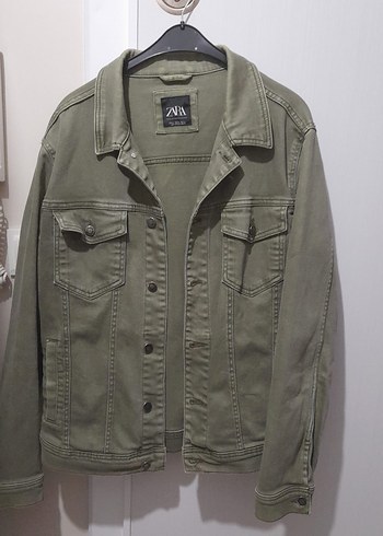 Zara Düğmeli Khaki Denim Ceket
