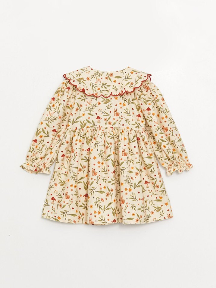 Sarı Çiçek Desenli Fırfırlı Kız Elbisesi - Görsel 4