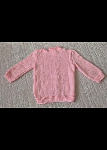 Kız Çocuk Pembe Örgü Kazak - Görsel 3