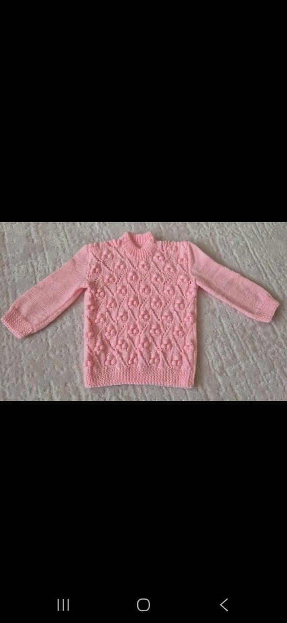 Kız Çocuk Pembe Örgü Kazak - Görsel 2